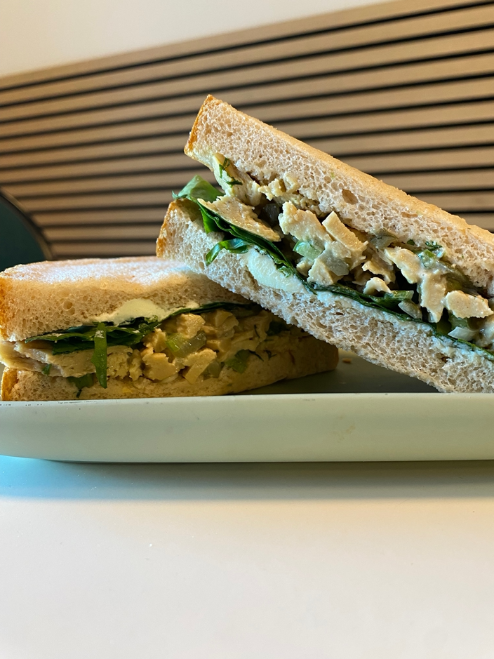 PBCafe Vegan NOT Chook from let them eat vegan salad sandwich on rustic white bread