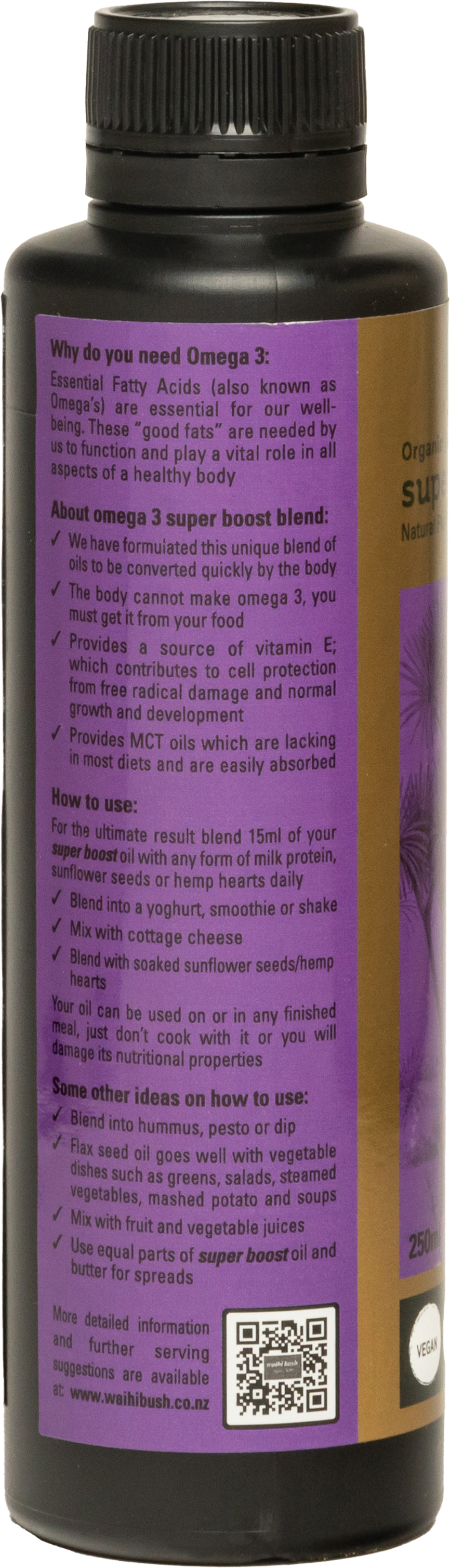 Waihi Bush Organic Omega Super Boost Oil 250ml