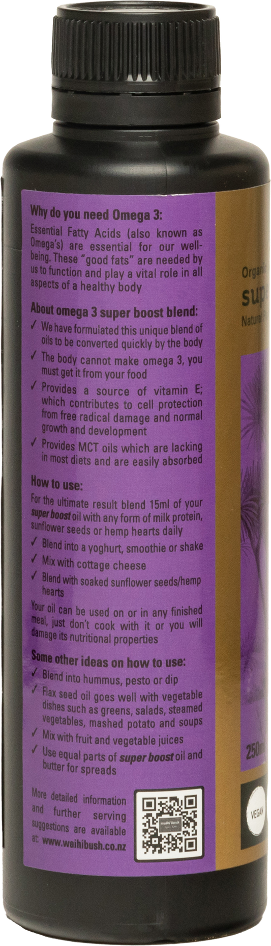 Waihi Bush Organic Omega Super Boost Oil 250ml