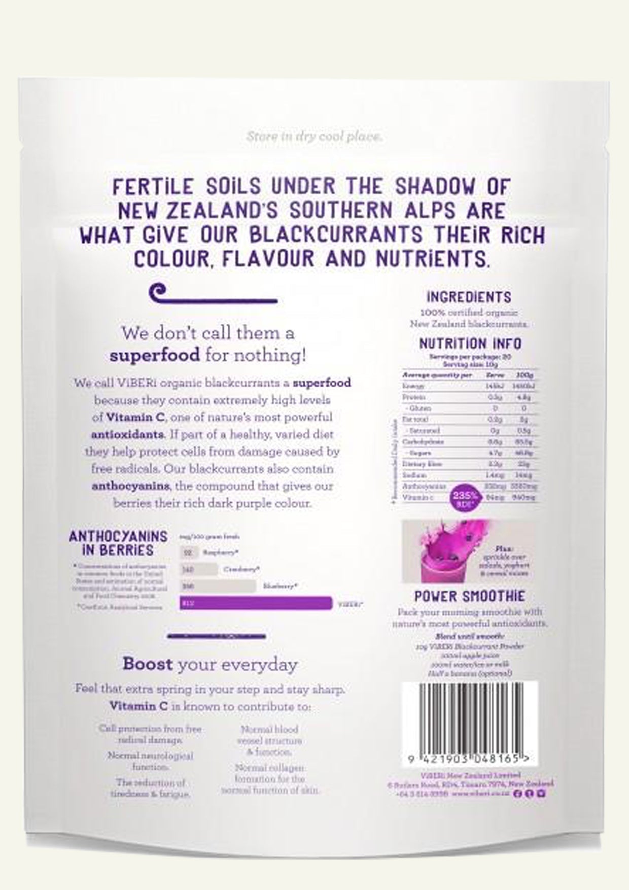 Organic Blackcurrant Powder 200g (20x Sachets)