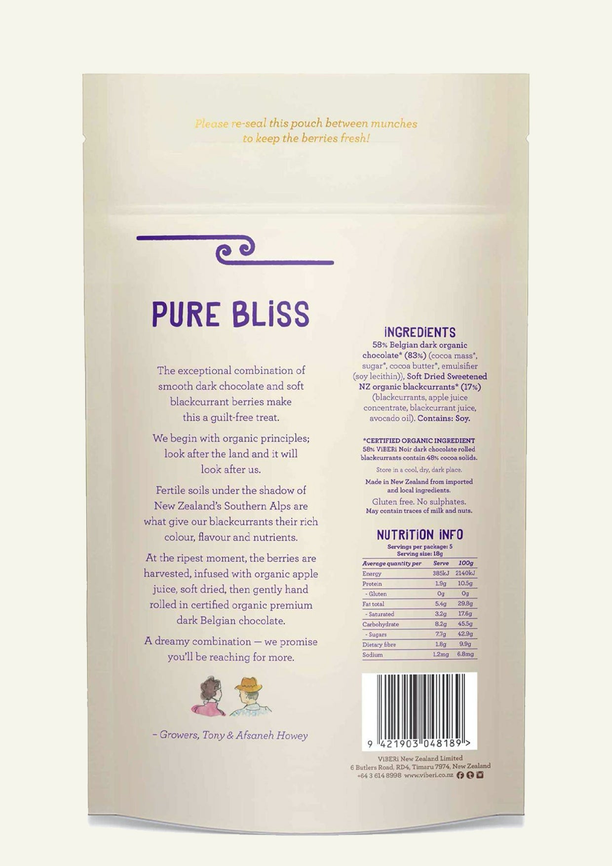 NOiR 58% Organic Dark Chocolate Rolled Blackcurrants 90g